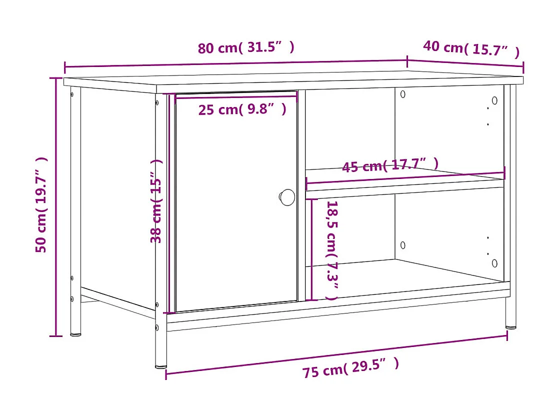 Móvel de TV 80x40x50 cm derivados de madeira carvalho castanho