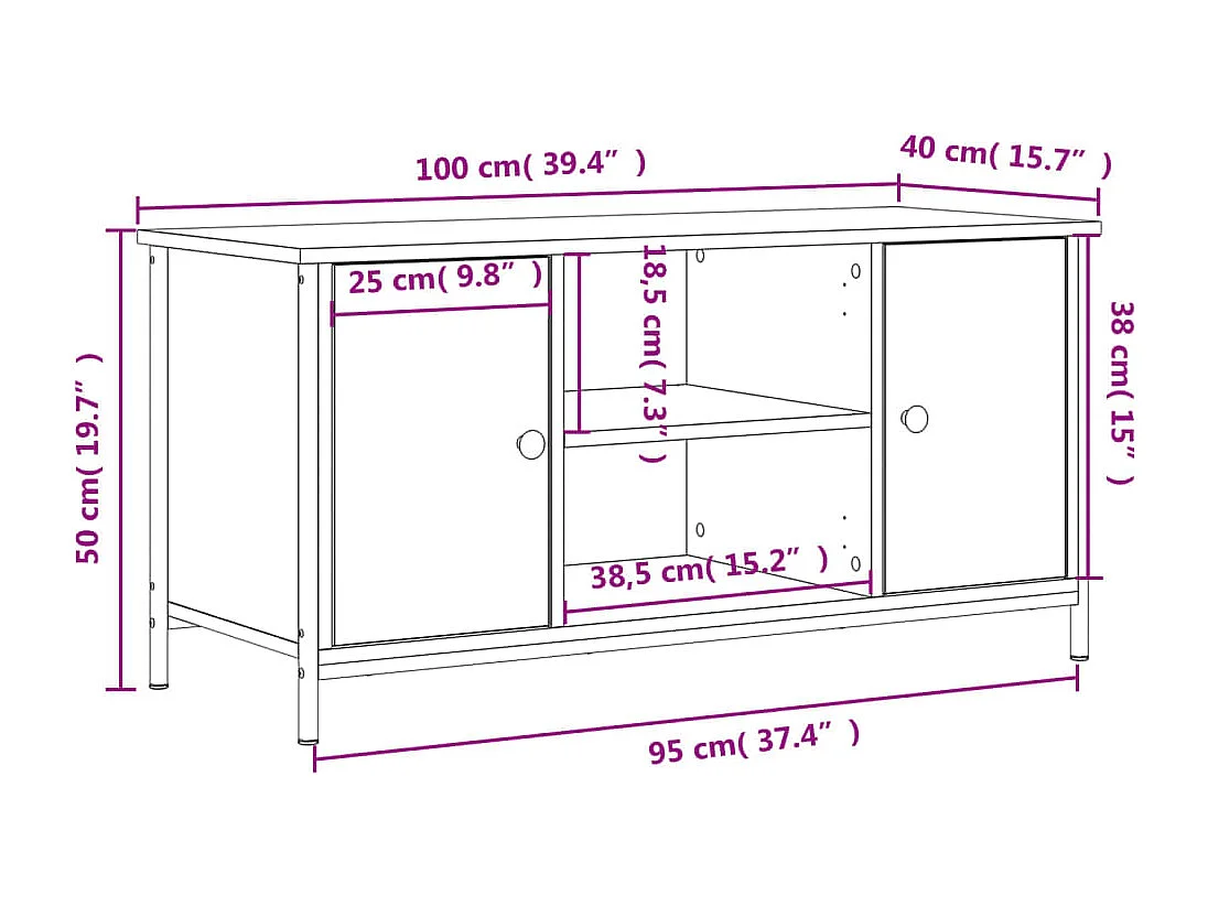 Mueble de TV madera contrachapada gris Sonoma 100x40x50 cm