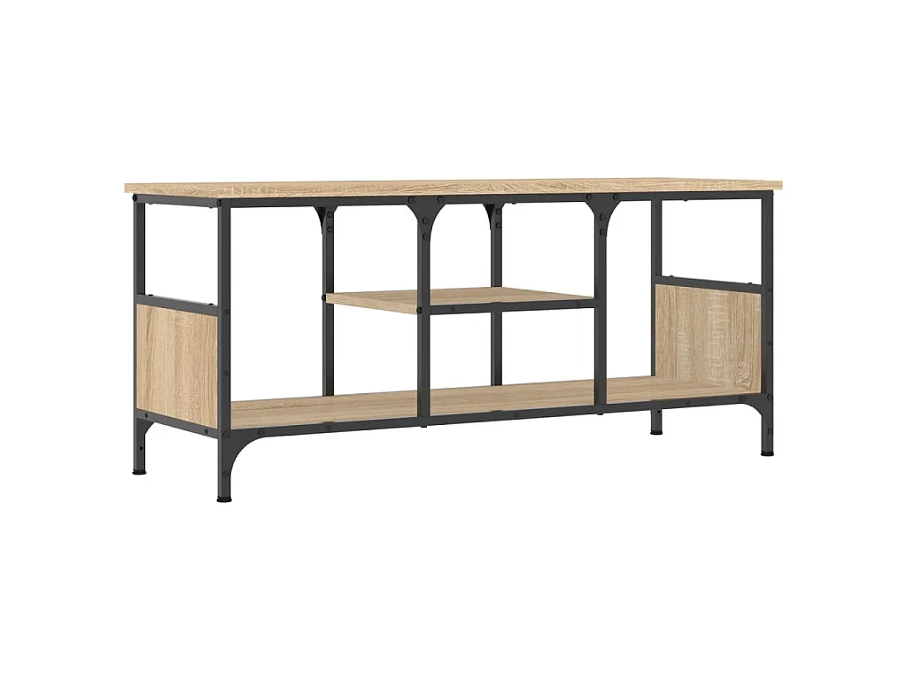 Meuble TV chêne sonoma 100x35x45 cm bois d'ingénierie et fer
