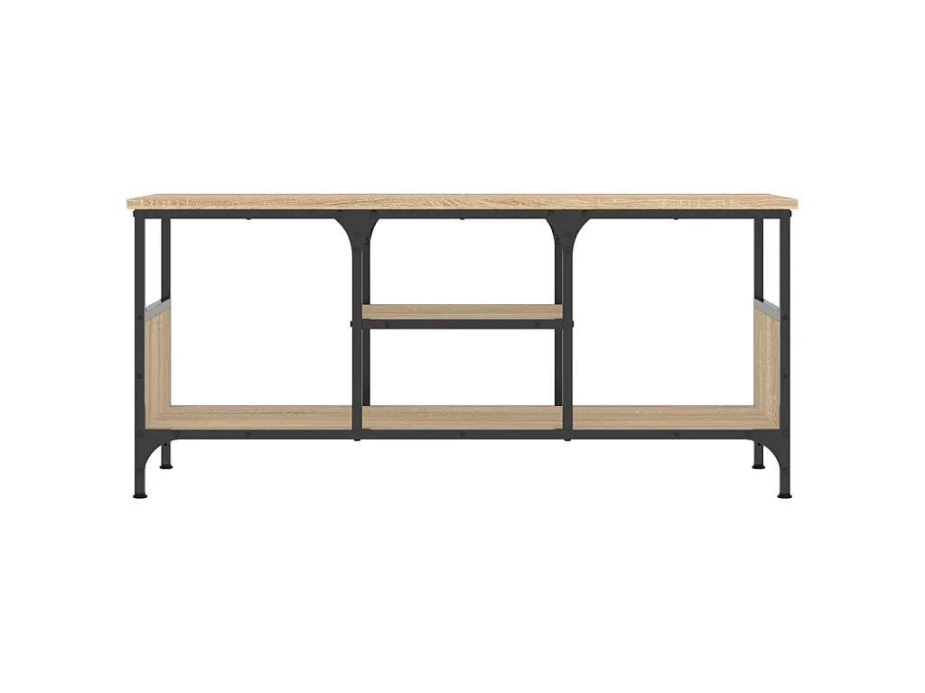 Meuble TV chêne sonoma 100x35x45 cm bois d'ingénierie et fer