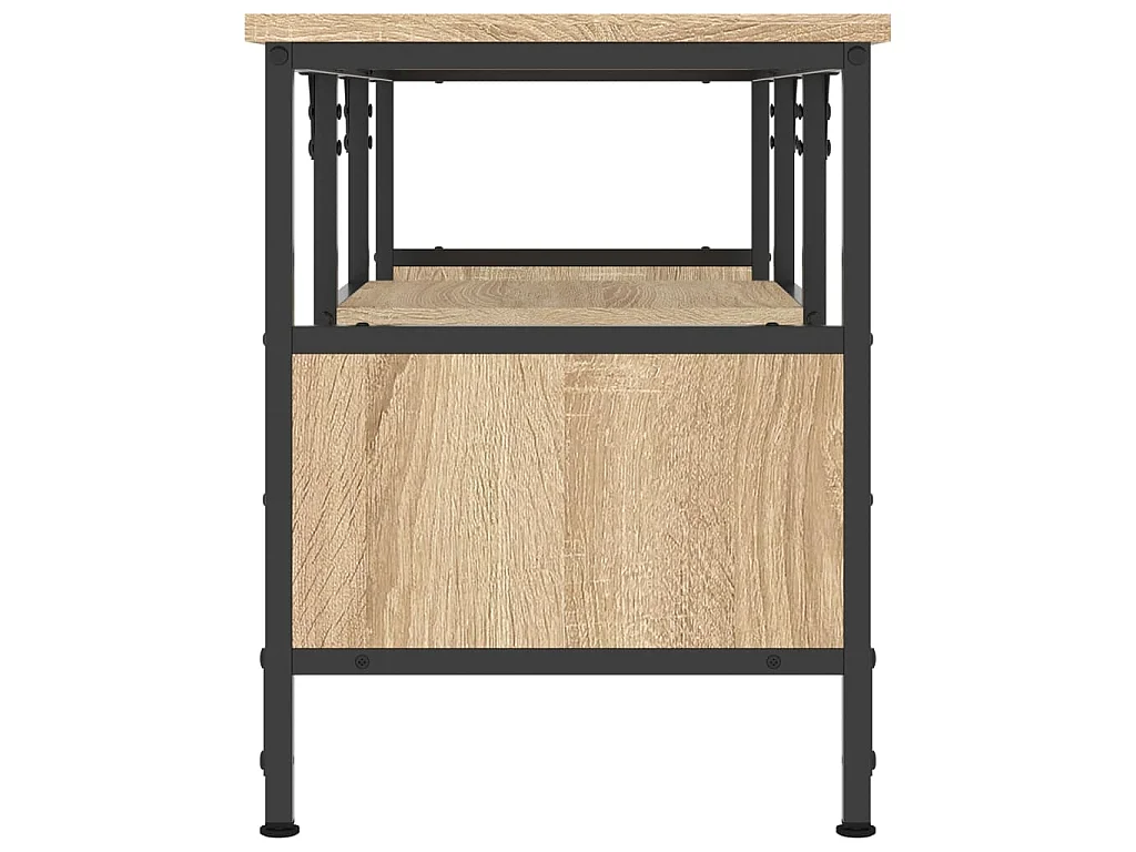 Meuble TV chêne sonoma 100x35x45 cm bois d'ingénierie et fer