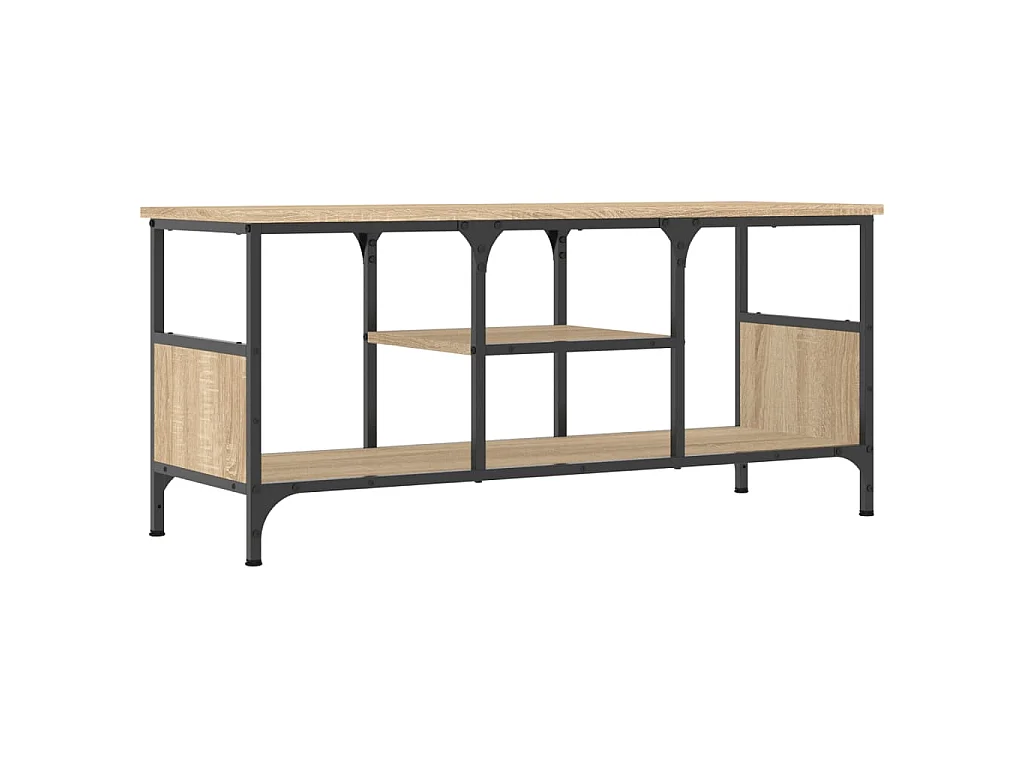 Meuble TV chêne sonoma 100x35x45 cm bois d'ingénierie et fer
