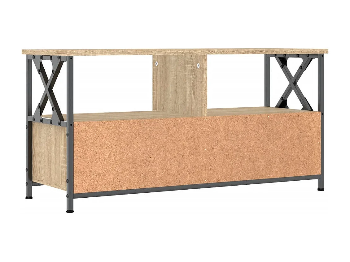 Meuble TV chêne sonoma 90x33x45 cm bois d'ingénierie et fer