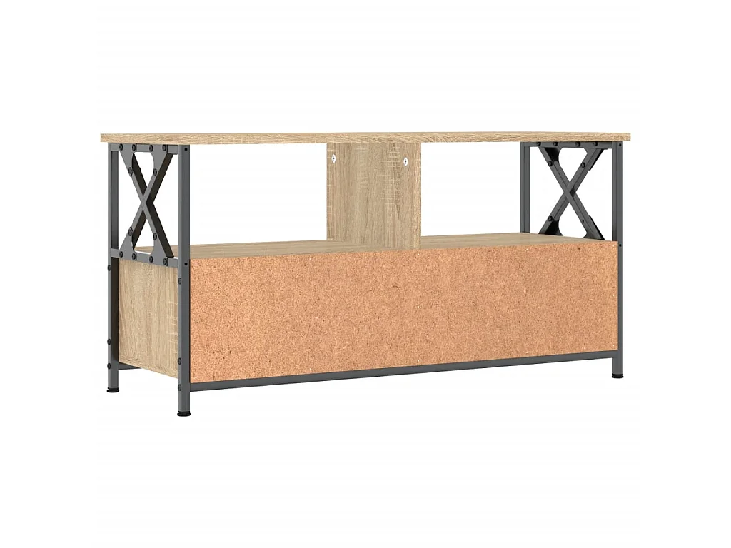 Meuble TV chêne sonoma 90x33x45 cm bois d'ingénierie et fer