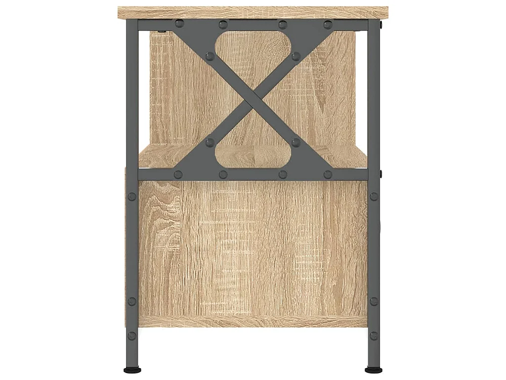 Meuble TV chêne sonoma 90x33x45 cm bois d'ingénierie et fer