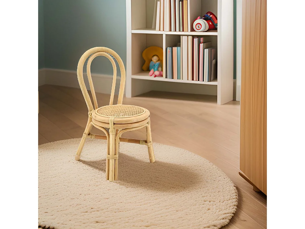 Chaise enfant en rotin naturel et cannage Bogiwo