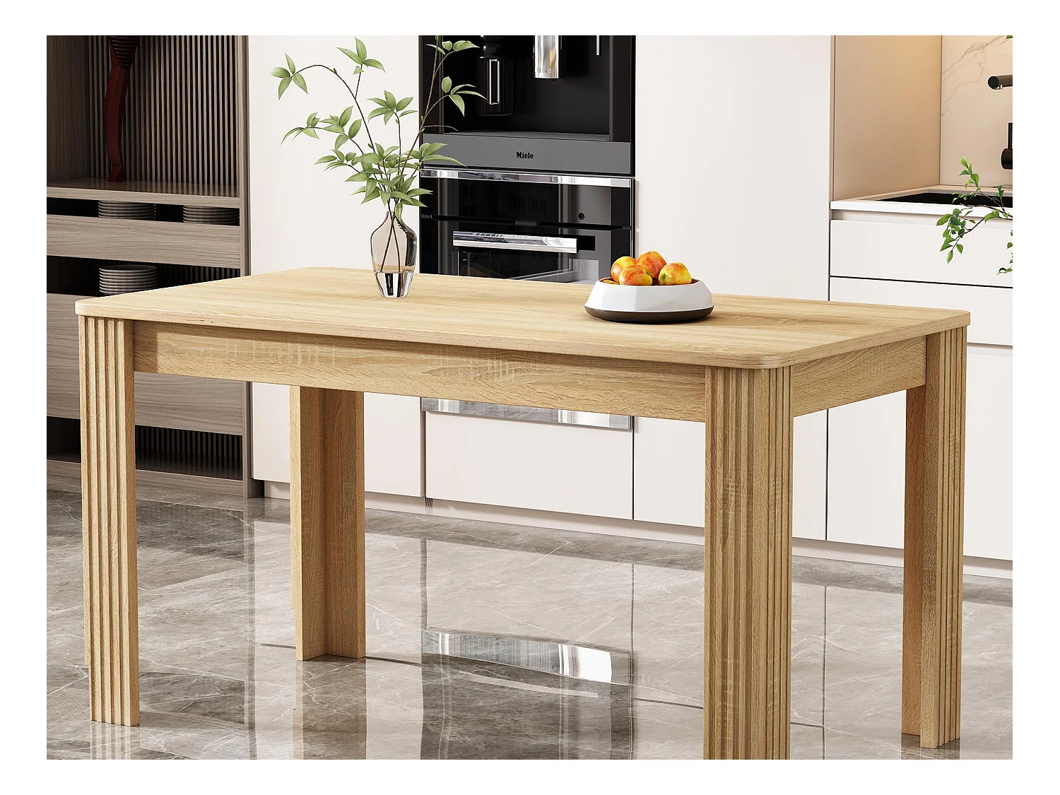 Mesa de comedor de cuatro patas estilo moderno color natural
