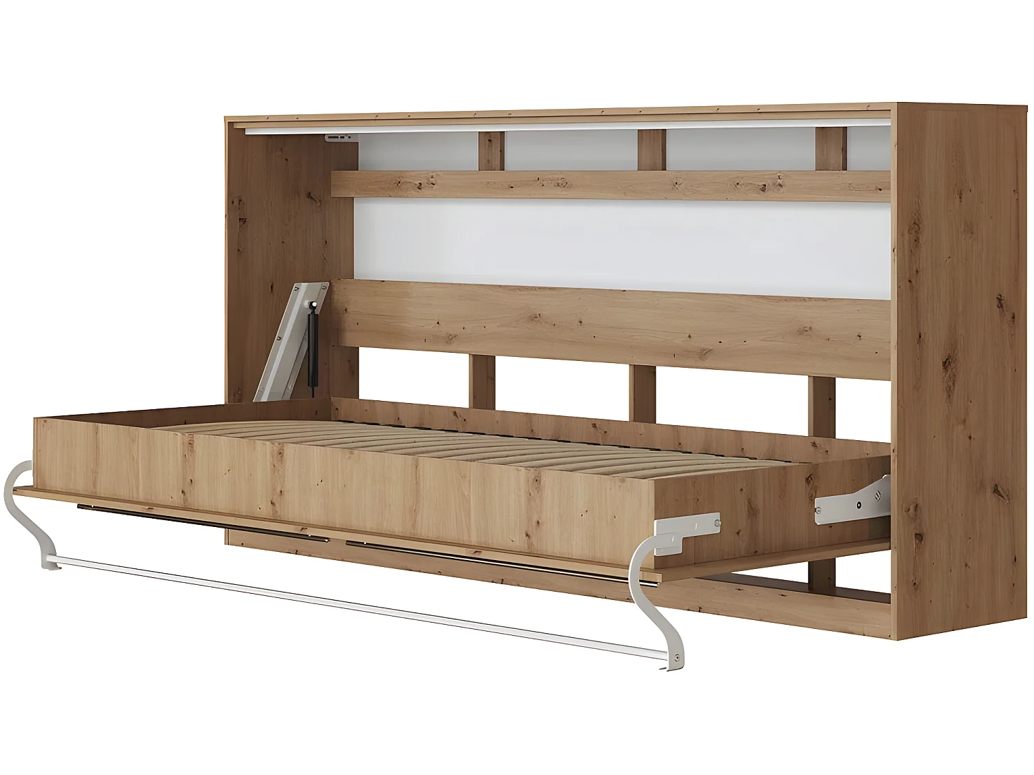 Armoire Lit escamotable 90x200cm Supérieur Horizontal Lit Rabattable Lit Mural Chêne Sauvage/Chêne Sauvage