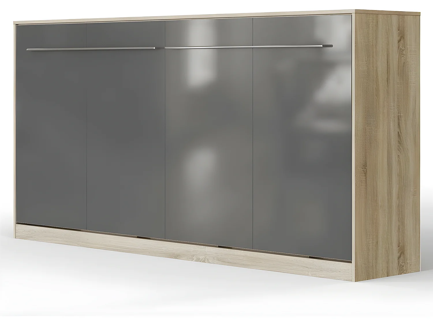 Armoire Lit escamotable 90x200cm Supérieur Horizontal Lit Rabattable Lit Mural Chêne Sonoma/Anthracite brillant