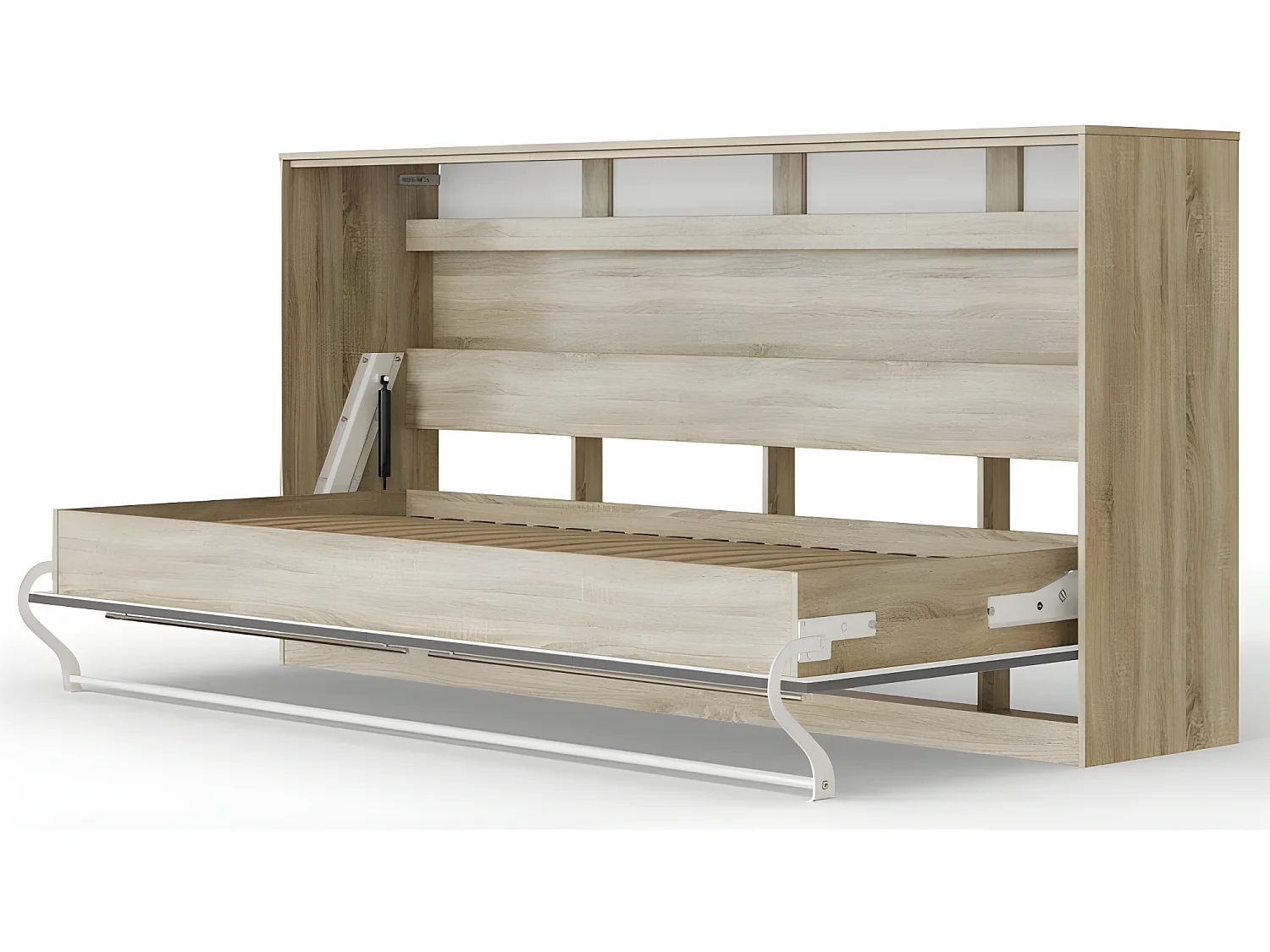 Armoire Lit escamotable 90x200cm Supérieur Horizontal Lit Rabattable Lit Mural Chêne Sonoma/Anthracite brillant