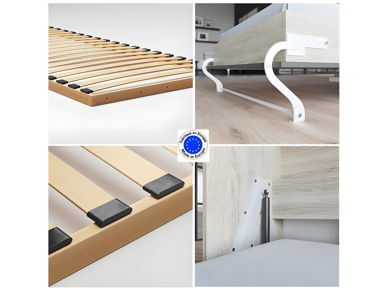 Armoire Lit escamotable 90x200cm Supérieur Horizontal Lit Rabattable Lit Mural Chêne Sonoma/Anthracite brillant