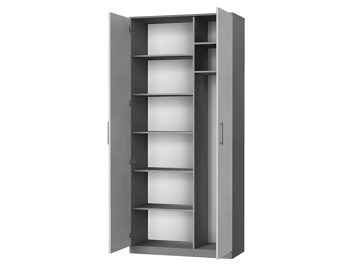 Lit escamotable +2 Placards Vertical 140x200+(80x2)cm Lit Rabattable Lit Mural Standard Anthracite/Béton