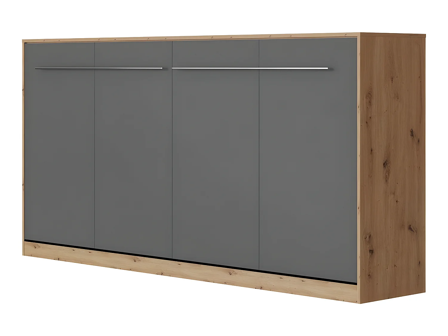 Armoire Lit escamotable 90x200cm Supérieur Horizontal Lit Rabattable Lit Mural Chêne Sauvage/Anthracite brillant