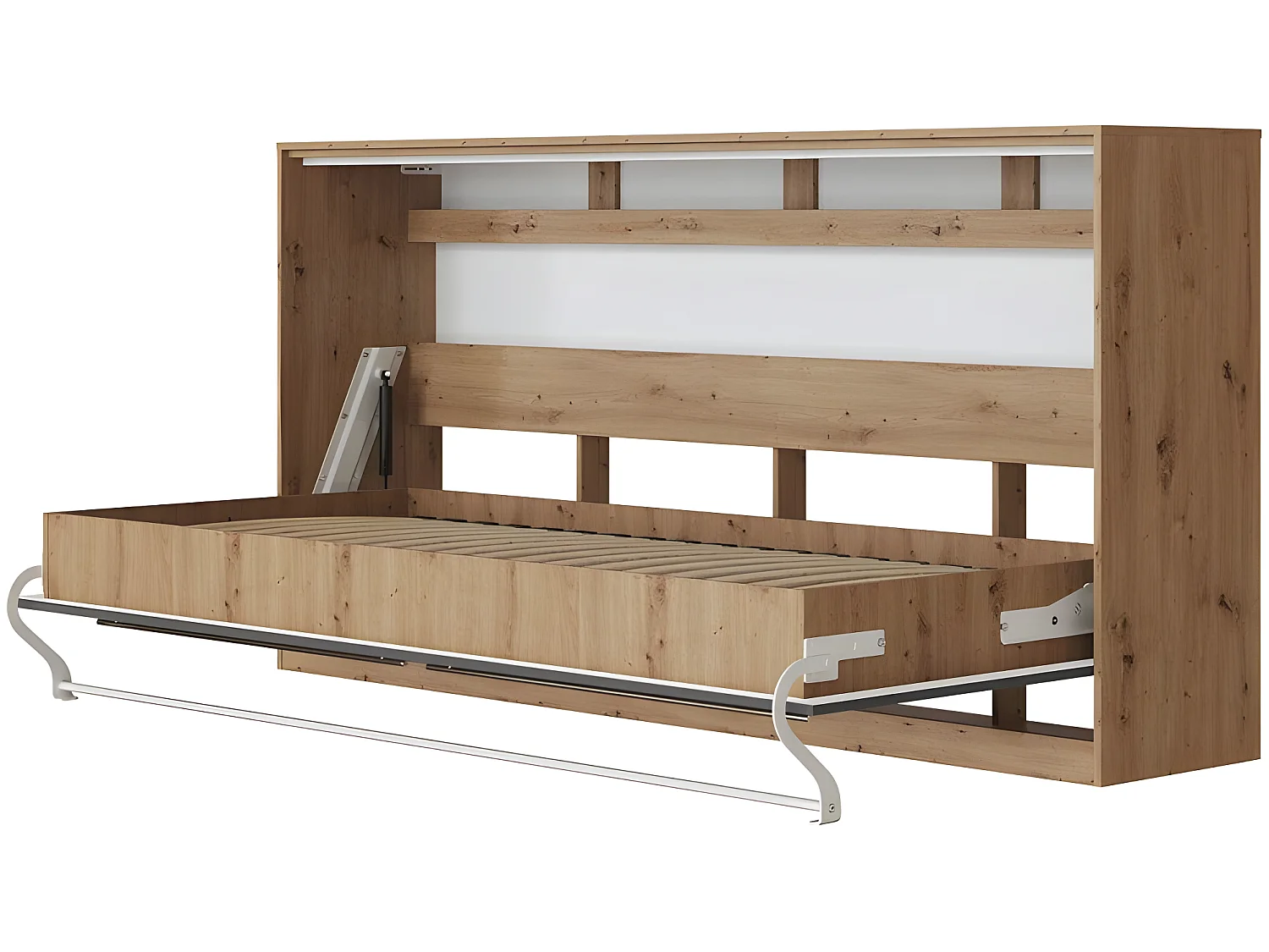 Armoire Lit escamotable 90x200cm Supérieur Horizontal Lit Rabattable Lit Mural Chêne Sauvage/Anthracite brillant