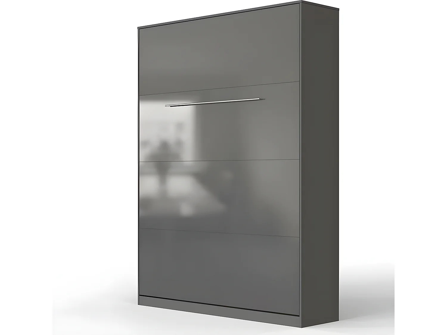 Armoire Lit escamotable 140x200cm Lit Rabattable Lit Mural Supérieur Vertical Anthracite/Anthracite brillant