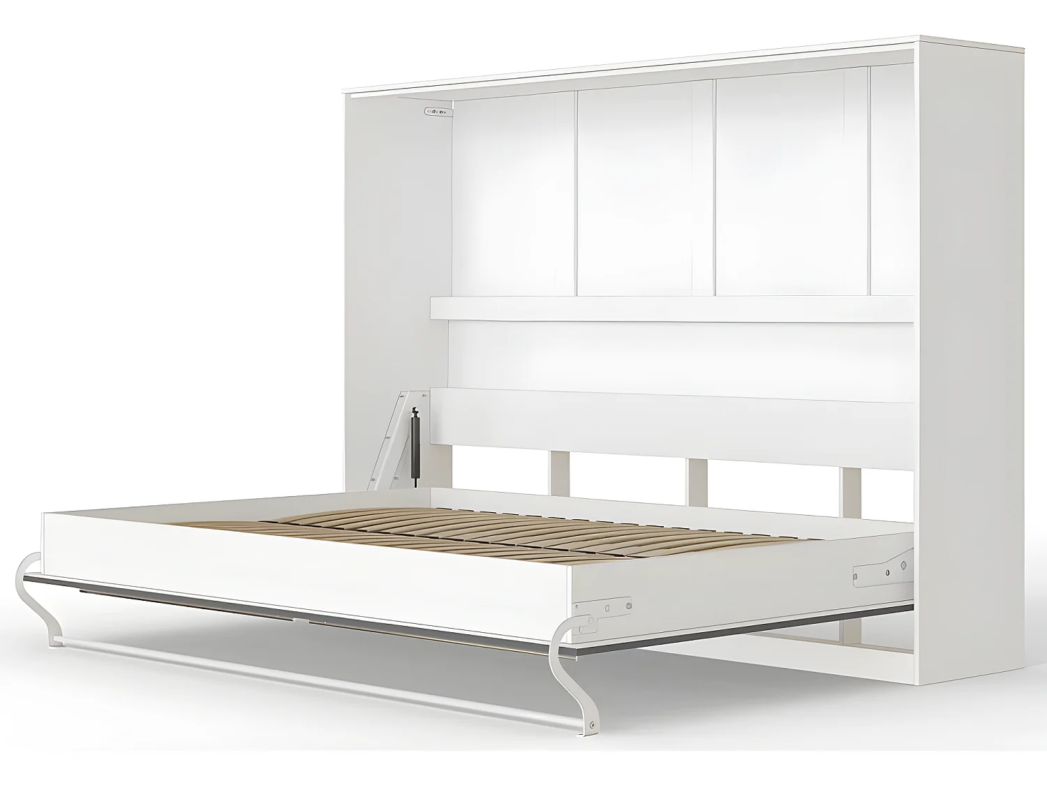 Armoire Lit escamotable 140x200cm Supérieur Horizontal Lit Rabattable Lit Mural Blanc/Anthracite