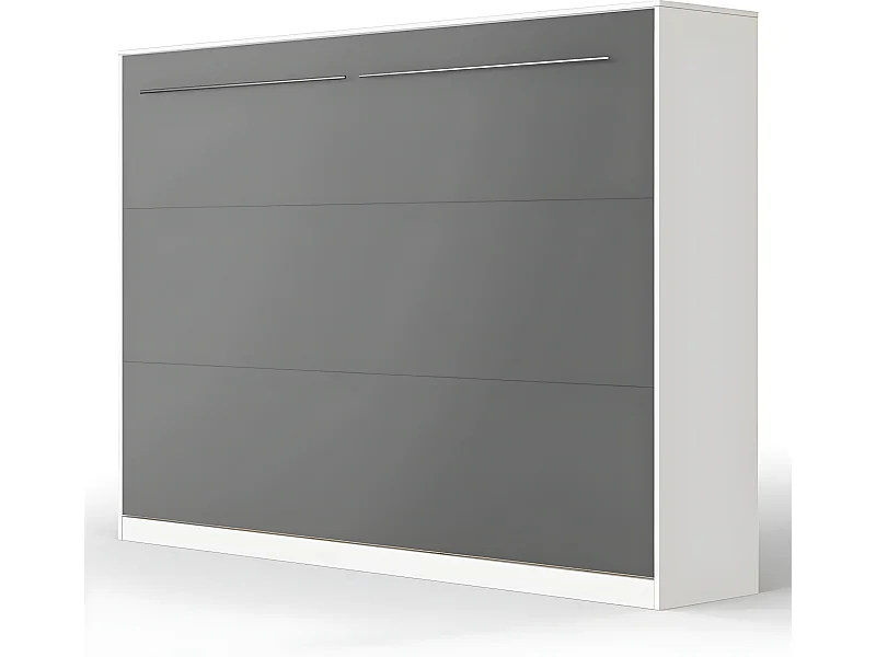 Armoire Lit escamotable 140x200cm Supérieur Horizontal Lit Rabattable Lit Mural Blanc/Anthracite