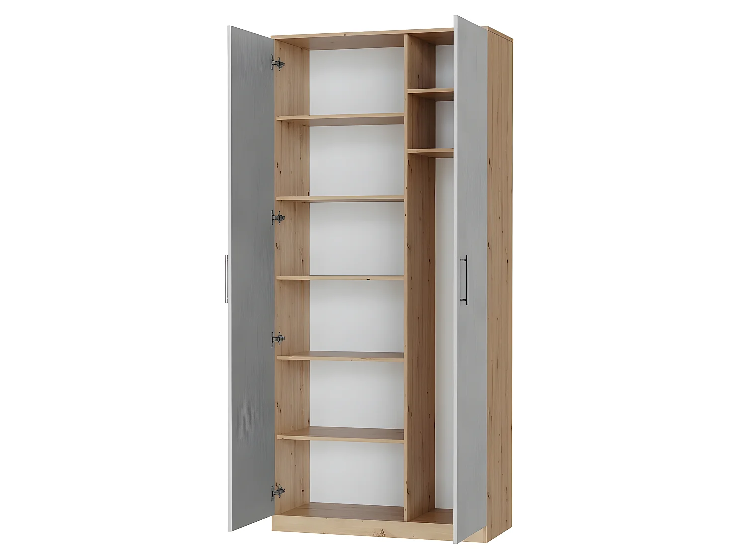 Lit escamotable +2 Placards Vertical 90x200+(100x2)cm Lit Rabattable Lit Mural Standard Chêne Sauvage/Béton