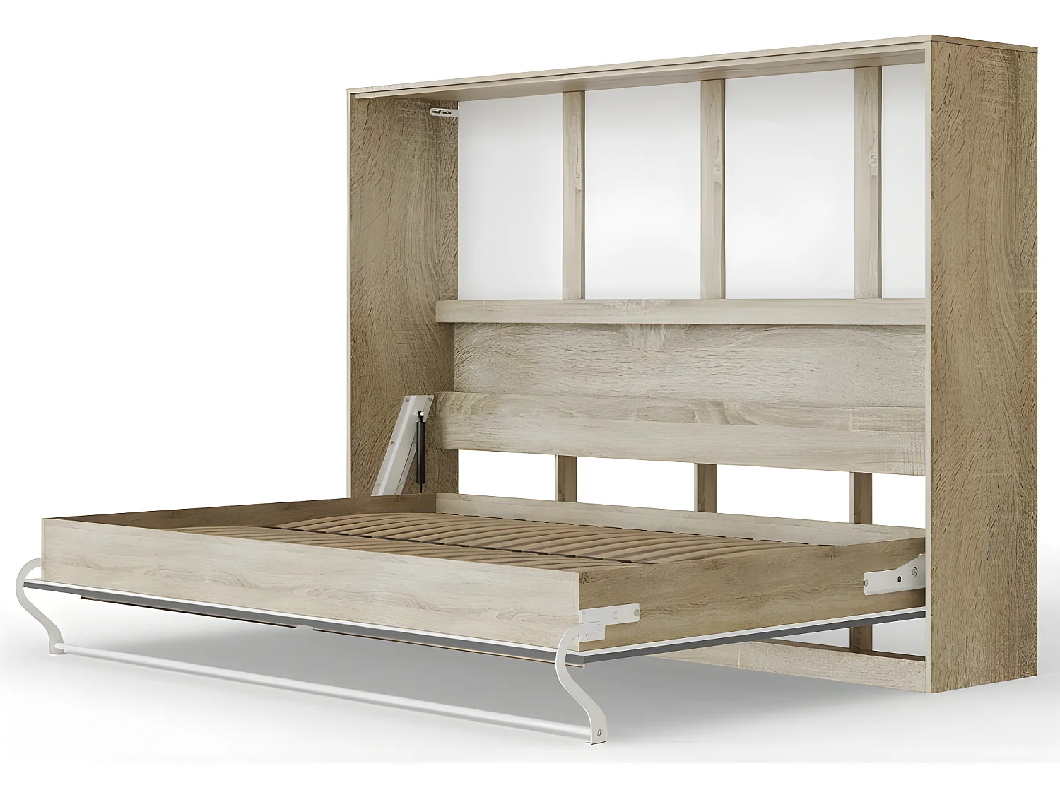 Armoire Lit escamotable 140x200cm Supérieur Horizontal Lit Rabattable Lit Mural Chêne Sonoma/Anthracite brillant