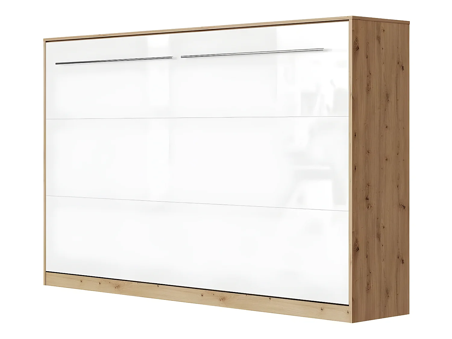 Armoire Lit escamotable 120x200cm Supérieur Horizontal Lit Rabattable Lit Mural Chêne Sauvage/blanc brillant