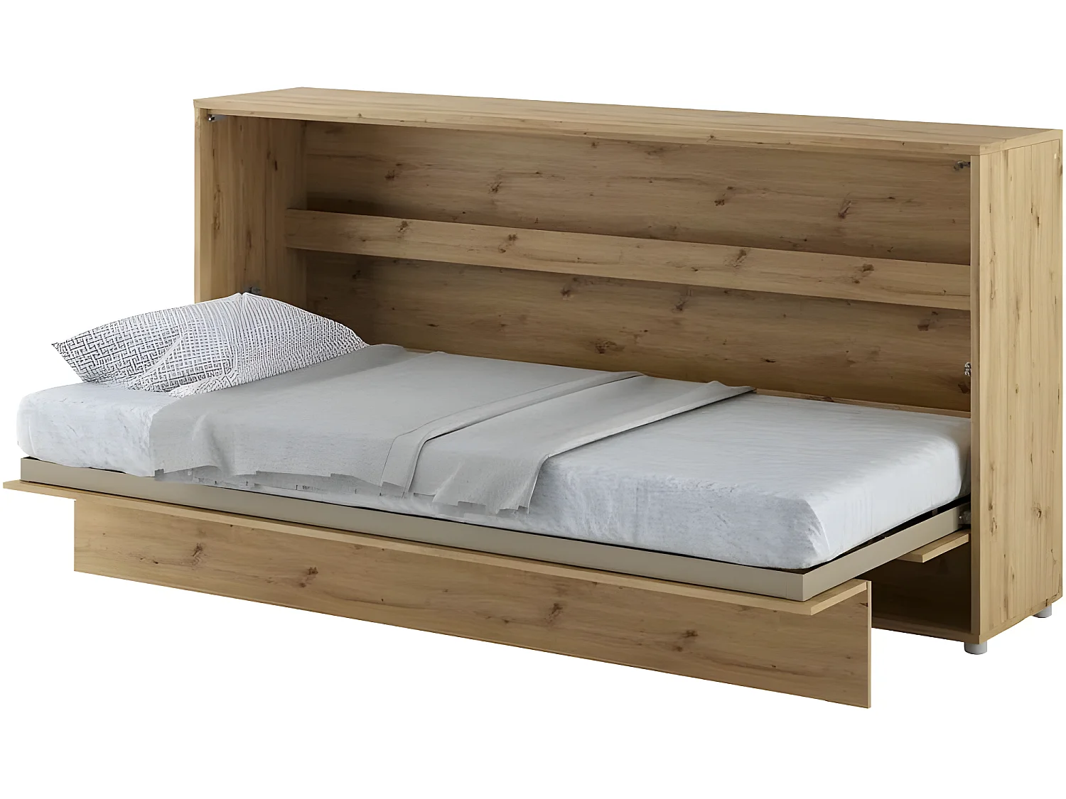 Lenart Armoire Lit escamotable Horizontal 90x200 cm Chêne artisan Lit Rabattable Lit Mural"Consus"