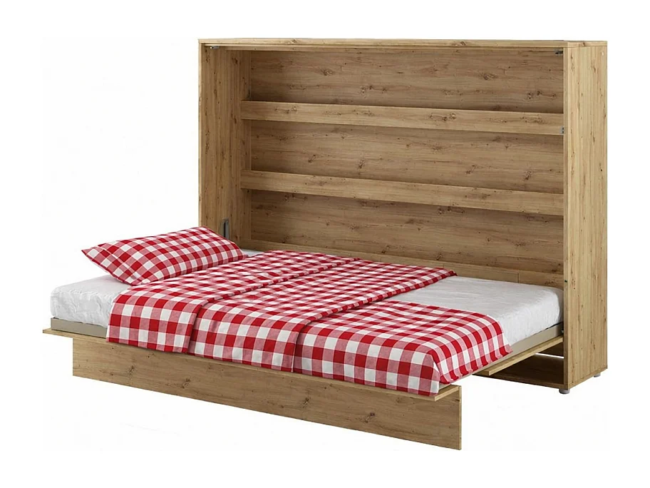 Lenart Armoire Lit escamotable Horizontal 90x200 cm Chêne artisan Lit Rabattable Lit Mural"Consus"
