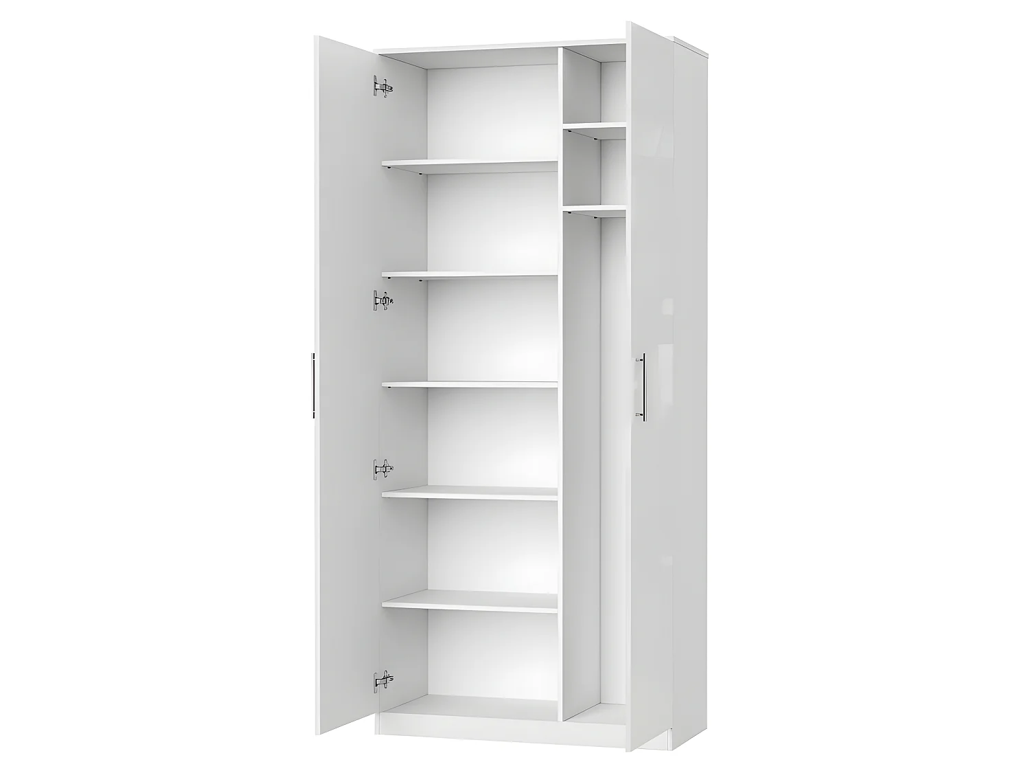 Lit escamotable +2 Placards Vertical 140x200+(80x2)cm Lit Rabattable Lit Mural Standard Blanc/Blanc brillant