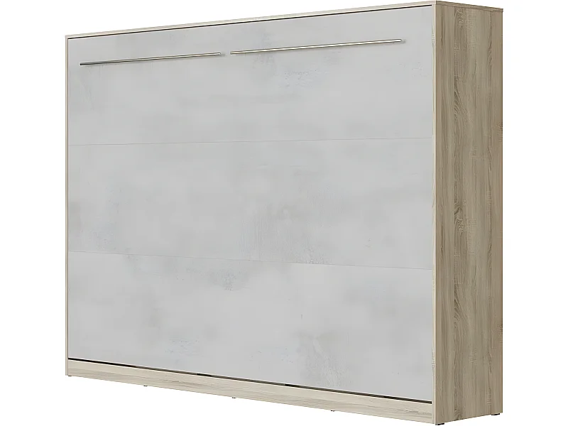 Armoire Lit escamotable 140x200cm Supérieur Horizontal Lit Rabattable Lit Mural Chêne Sonoma/Béton