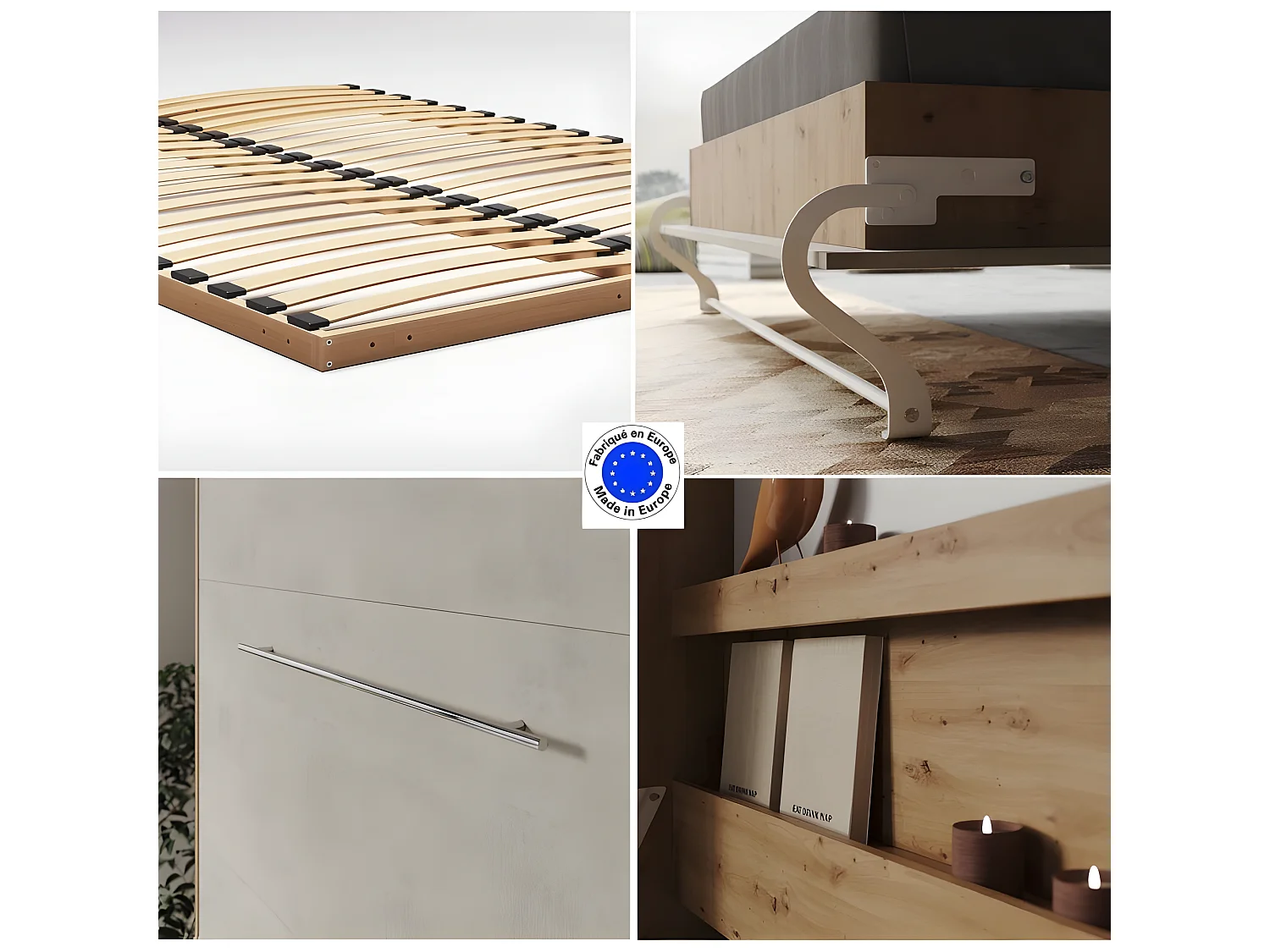 Armoire Lit escamotable 140x200cm Lit Rabattable Lit Mural Supérieur Vertical Chêne Sauvage/Béton