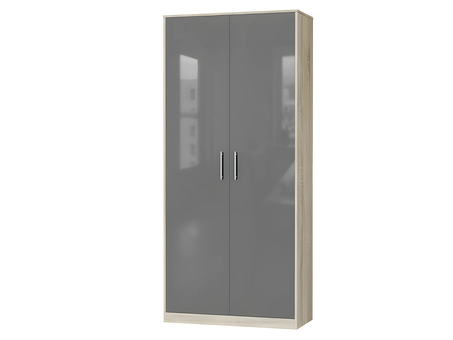 Lit escamotable +2 Placards Vertical 140x200+(80x2)cm Lit Rabattable Lit Mural Standard Chêne Sonoma/Anthracite brillant