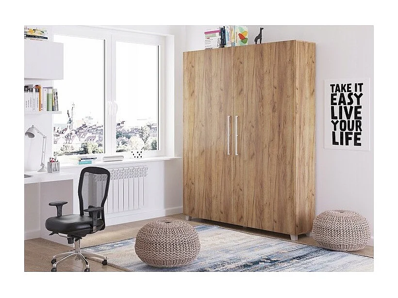 Armoire Lit escamotable Vertical 160x200 cm Or Artisan avec porte Lit Rabattable Lit Mural Todor