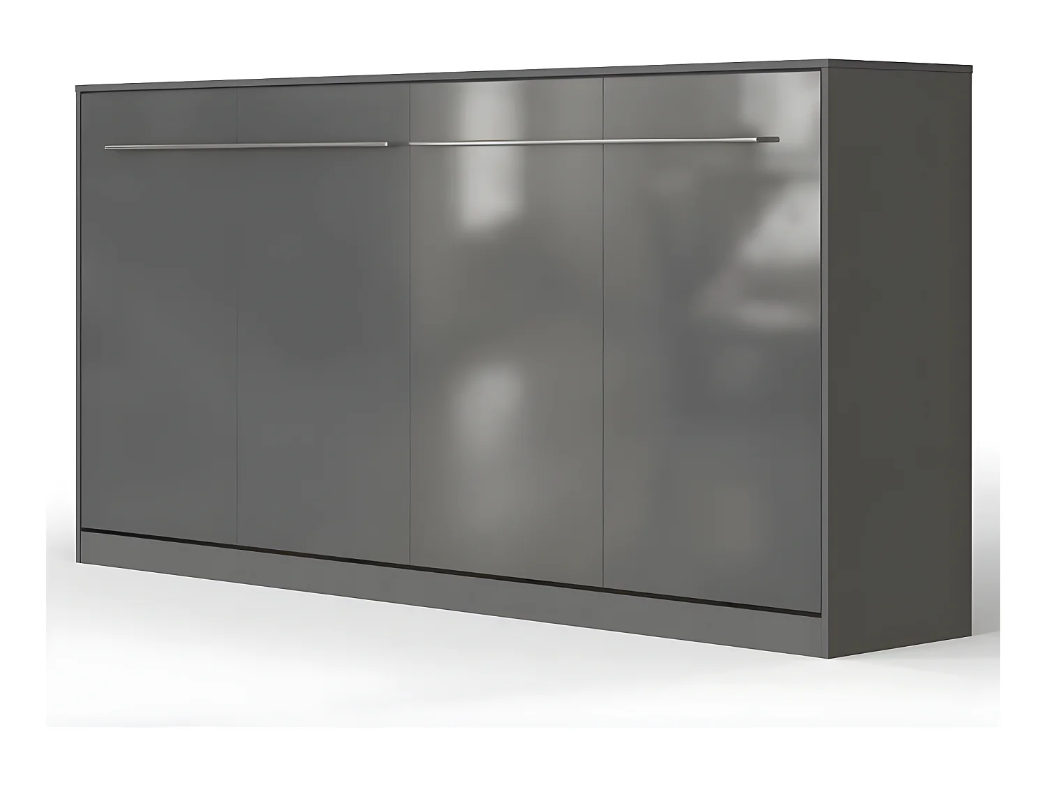 Armoire Lit escamotable 90x200cm Supérieur Horizontal Lit Rabattable Lit Mural Anthracite/Anthracite brillant