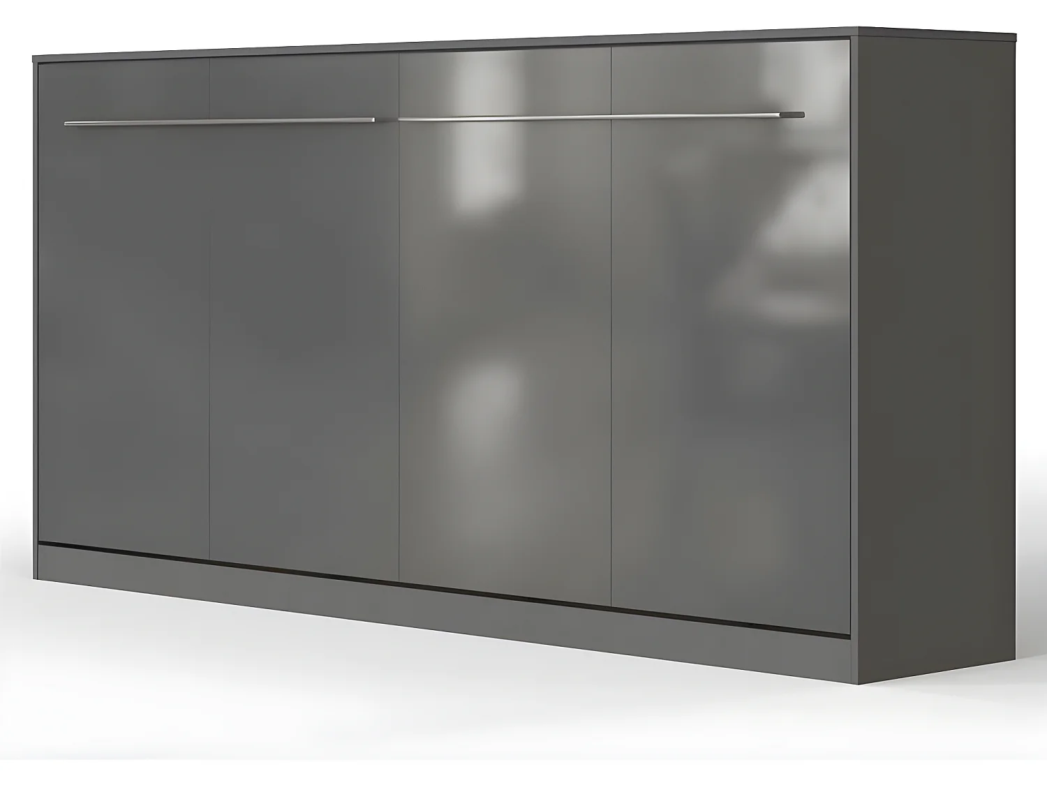 Armoire Lit escamotable 90x200cm Supérieur Horizontal Lit Rabattable Lit Mural Anthracite/Anthracite brillant