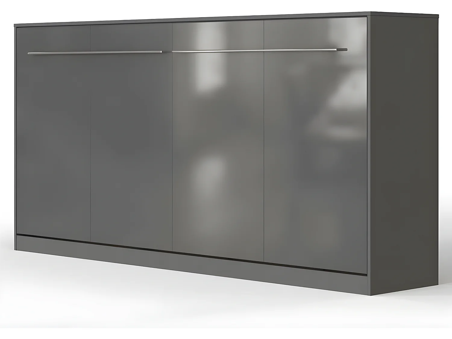 Armoire Lit escamotable 90x200cm Supérieur Horizontal Lit Rabattable Lit Mural Anthracite/Anthracite brillant