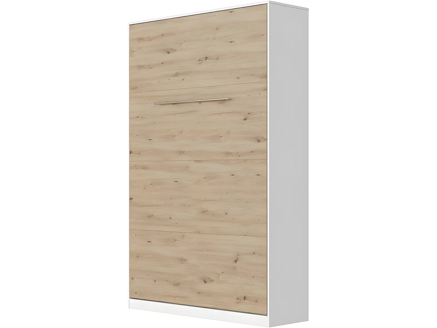 Lit escamotable +2 Placards Vertical 120x200+(50x2)cm Lit Rabattable Lit Mural Standard Blanc/Chêne Sauvage