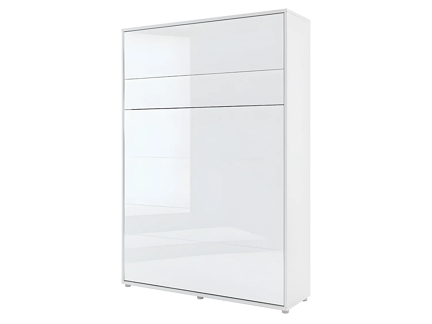Lenart Armoire Lit escamotable Vertical 140x200 cm Blanc brillant Lit Rabattable Lit Mural"Consus"