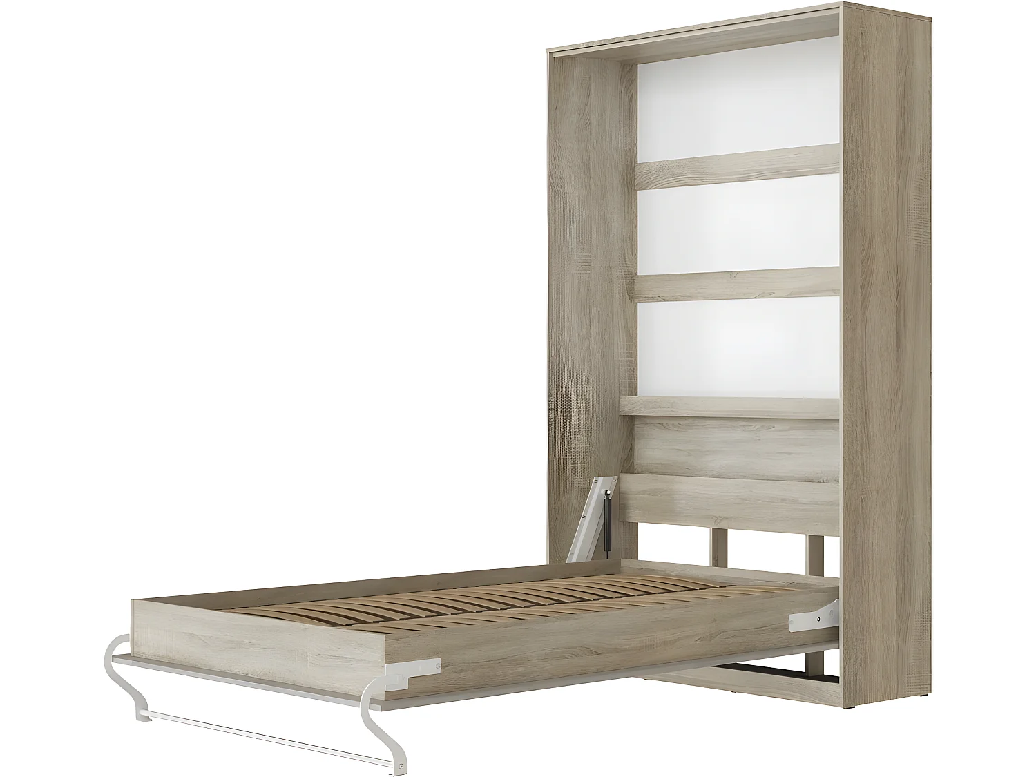 Armoire Lit escamotable 120x200cm Vertical Lit Rabattable Lit Mural Supérieur Chêne Sonoma/Béton