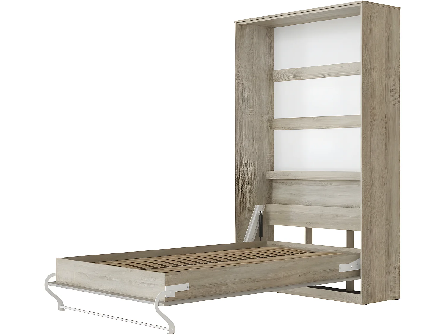 Armoire Lit escamotable 120x200cm Vertical Lit Rabattable Lit Mural Supérieur Chêne Sonoma/Béton