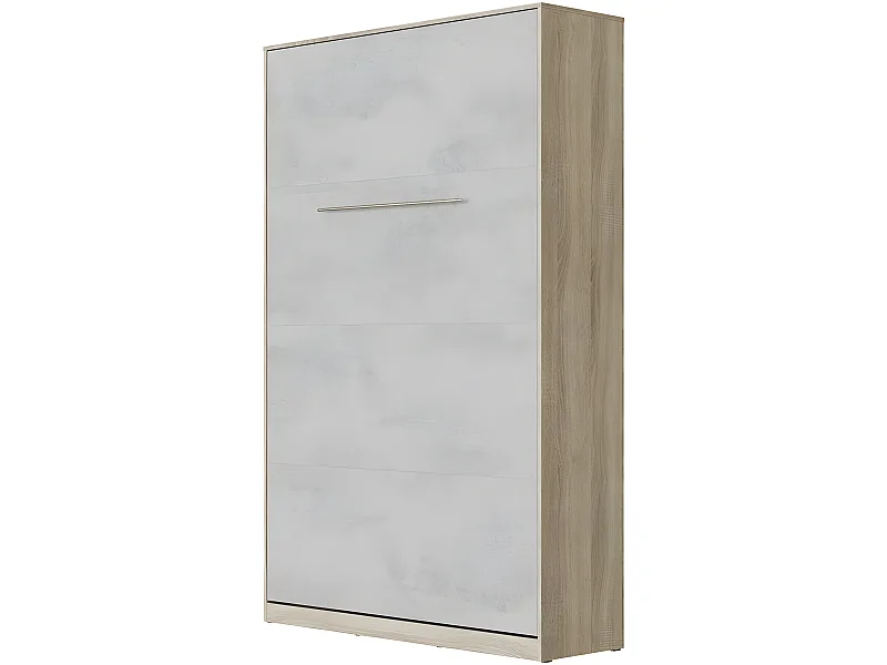 Armoire Lit escamotable 120x200cm Vertical Lit Rabattable Lit Mural Supérieur Chêne Sonoma/Béton