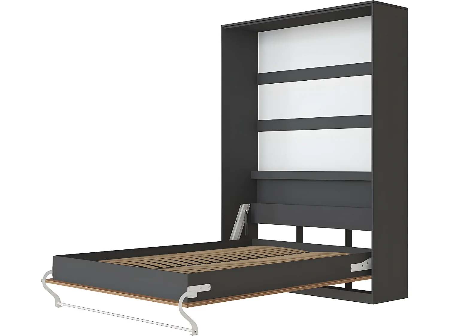 Armoire Lit escamotable 140x200cm Lit Rabattable Lit Mural Supérieur Vertical Anthracite/Chêne sauvage
