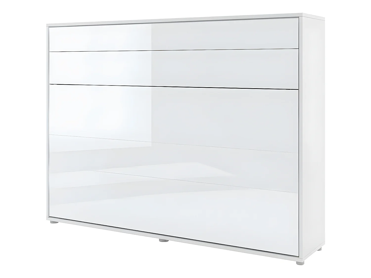 Lenart Armoire Lit escamotable Horizontal 140x200 cm Blanc brillant Lit Rabattable Lit Mural"Consus"