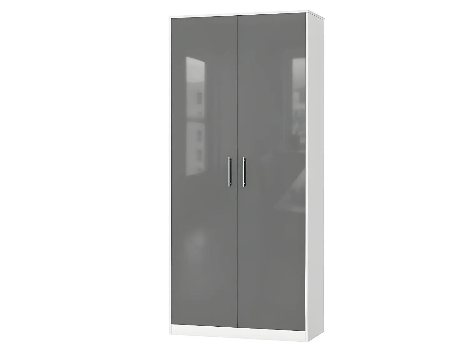 Lit escamotable +2 Placards Vertical 140x200+(100x2)cm Lit Rabattable Lit Mural Standard Blanc/Anthracite Brillant