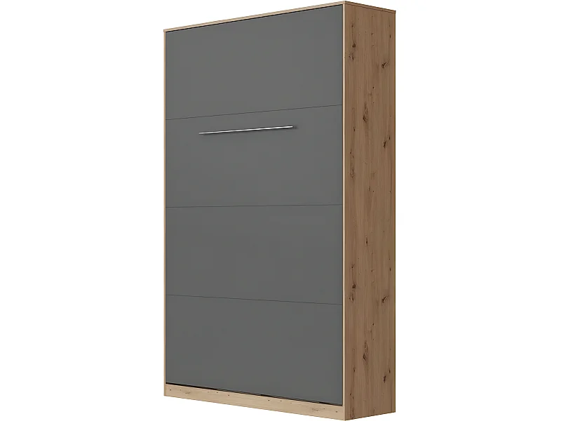 Armoire Lit escamotable 120x200cm Vertical Lit Rabattable Lit Mural Supérieur Chêne Sauvage/Anthracite