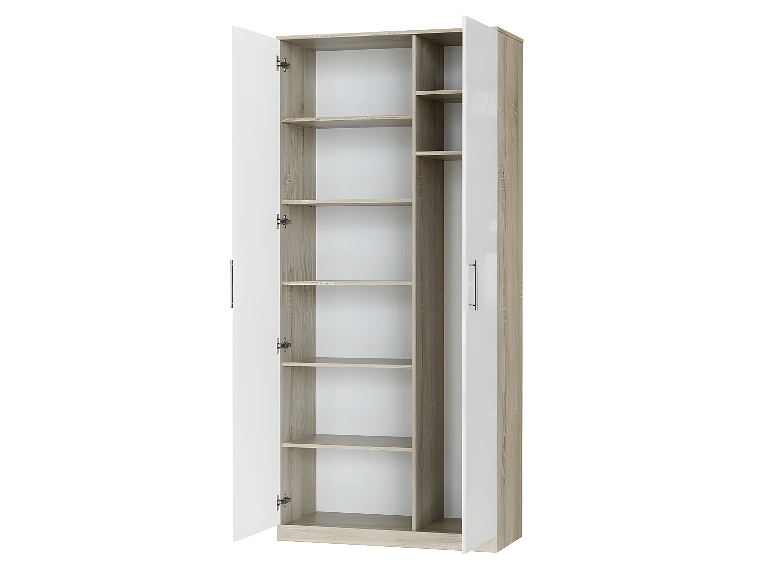 Lit escamotable +2 Placards Vertical 90x200+(80x2)cm Lit Rabattable Lit Mural Standard Chêne Sonoma/Blanc brillant