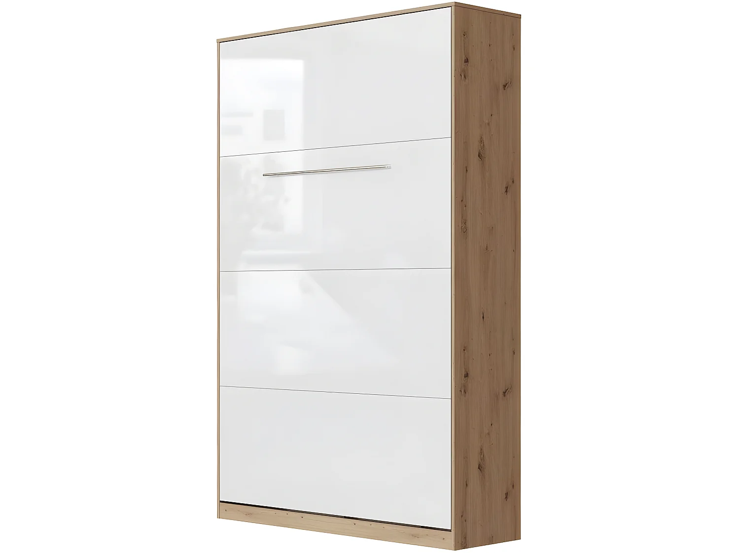 Armoire Lit escamotable 120x200cm Vertical Lit Rabattable Lit Mural Supérieur Chêne Sauvage/blanc brillant