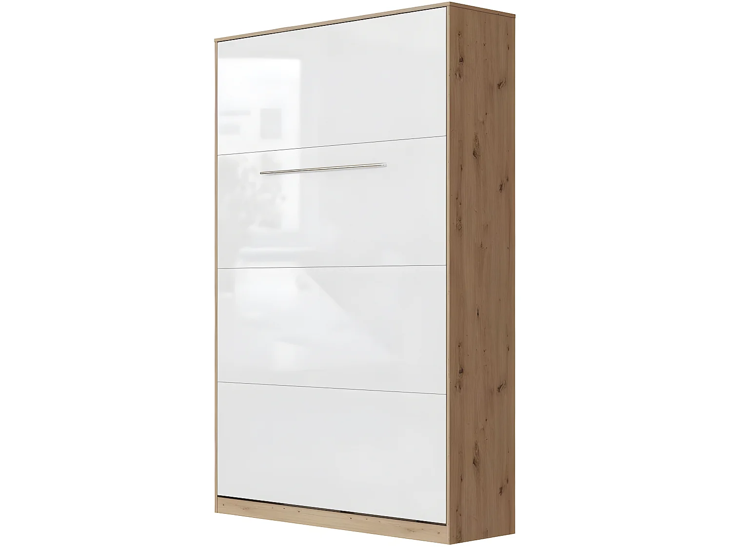 Armoire Lit escamotable 120x200cm Vertical Lit Rabattable Lit Mural Supérieur Chêne Sauvage/blanc brillant