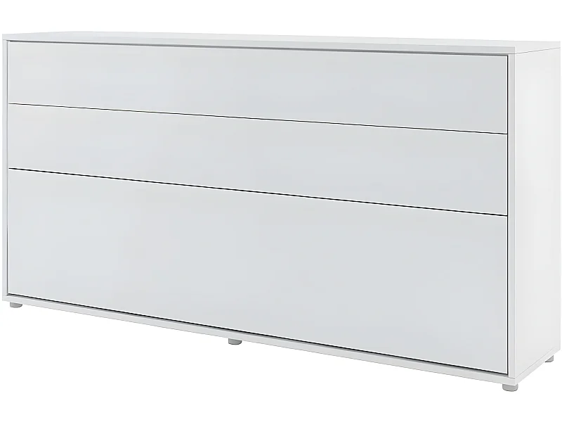 Lenart Armoire Lit escamotable Horizontal 90x200 cm Blanc mat Lit Rabattable Lit Mural"Consus"