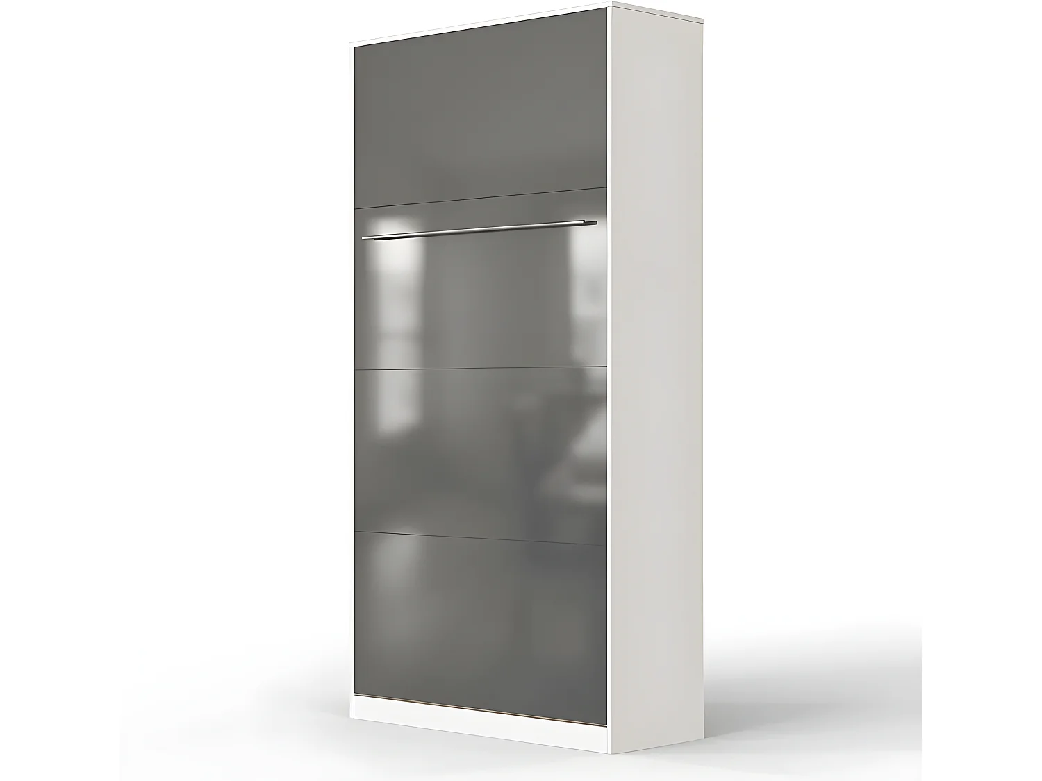 Armoire Lit escamotable 90x200cm Vertical Lit Rabattable Lit Mural Supérieur Blanc/Anthracite Brillant