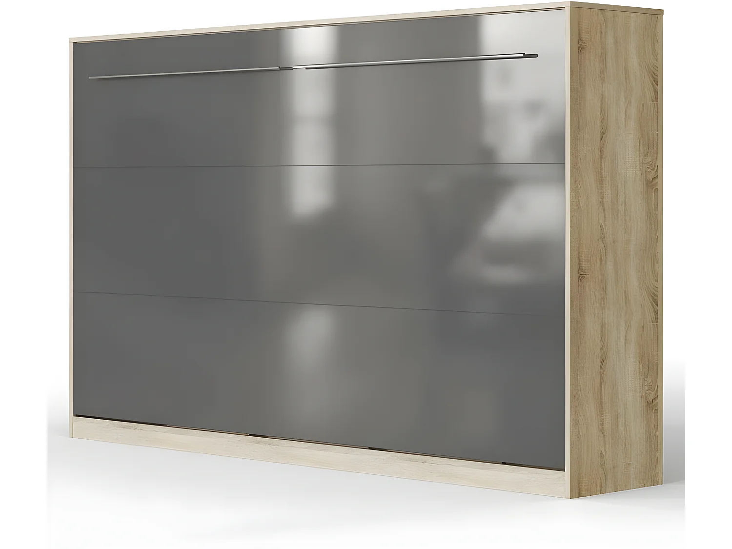 Armoire Lit escamotable 120x200cm Supérieur Horizontal Lit Rabattable Lit Mural Chêne Sonoma/Anthracite brillant