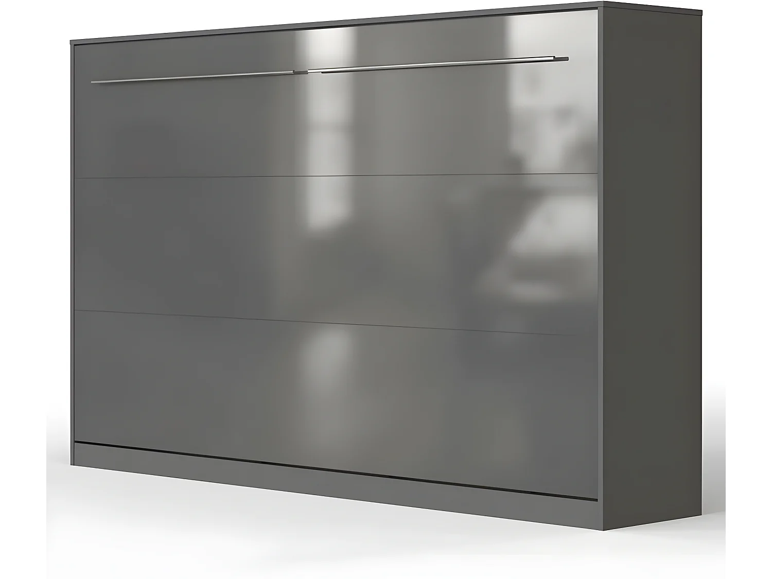 Armoire Lit escamotable 120x200cm Supérieur Horizontal Lit Rabattable Lit Mural Anthracite/Anthracite brillant